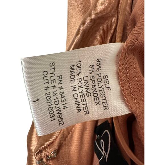 Windsor Copper Satin Formal Gown ✨ Criss Cross Back + Faux Fur Stole NWT - Picture 5 of 8